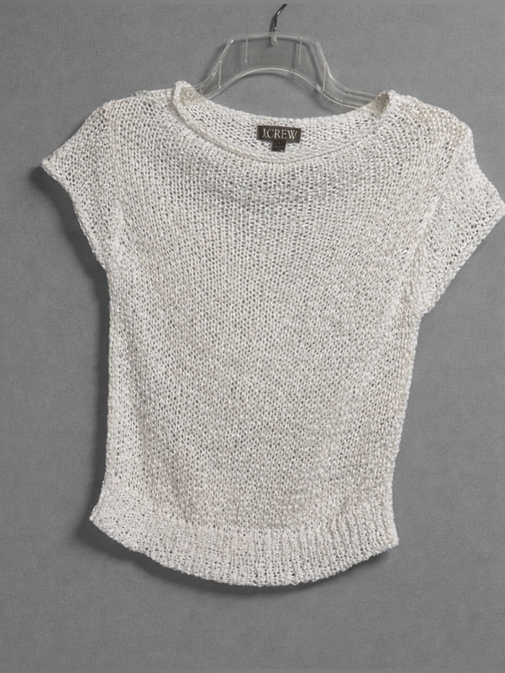 J.Crew Montauk Textured Sweater-Tee White Open Knit Size Small